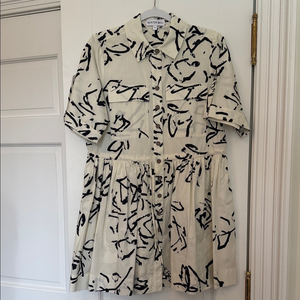 Hunter Bell Black and Cream Abstract Dress